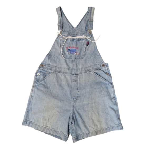 Vintage Disney Eeyore Overalls Shortalls L Anchors Away 90s Embroidered Retro - Picture 1 of 13